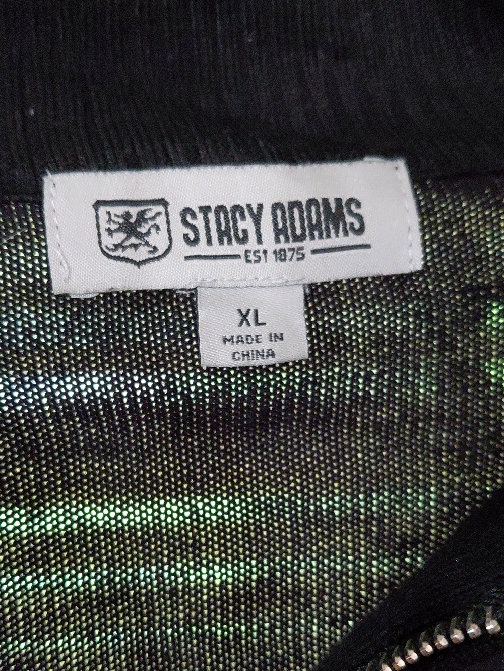 Stacy Adams Black Knit Jacket with Green Iridescent Sheen Sweeter Xl